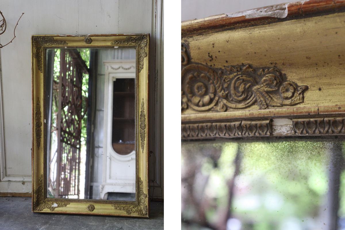 H39 フランスアンティーク ゴールドフレームミラー 鏡